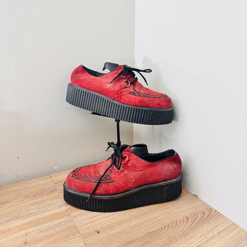 Demonia Creeper Red Suede Platform Sneakers Women’s Size 10